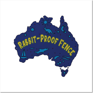 AUSSIE MAP RABBIT-PROOF FENCE Posters and Art